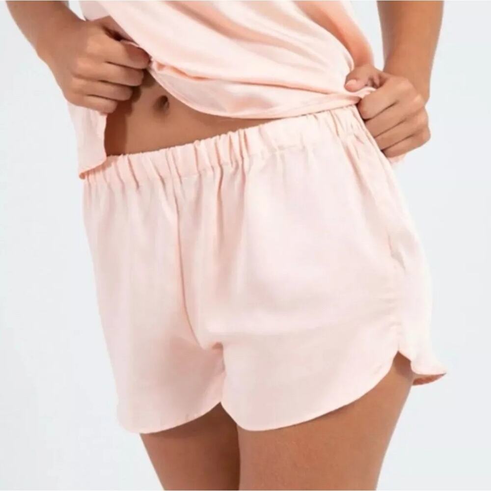 NEW Ettitude Women's Sateen Shortie Bamboo Lounge PJ Short Size L Cloud Pink NWT